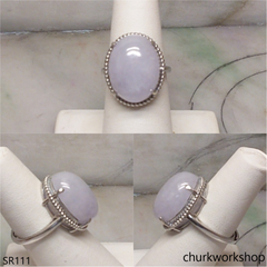 Lavender jade sterling silver ring