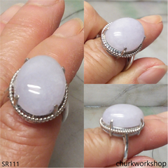 Lavender jade sterling silver ring