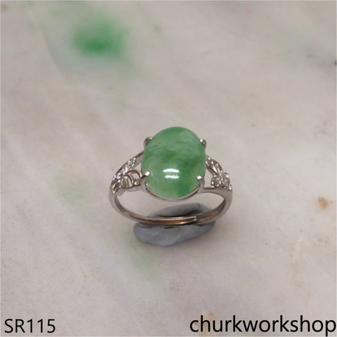 Bluish green jade ring