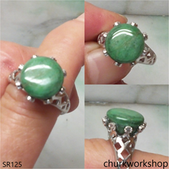 Green round jade ring