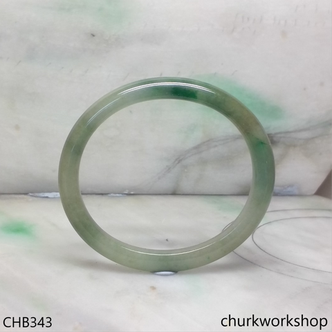 Oily green oval jade bangle