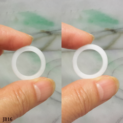 White  jade band pinkie ring, unisex jade band