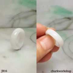 White  jade band pinkie ring, unisex jade band