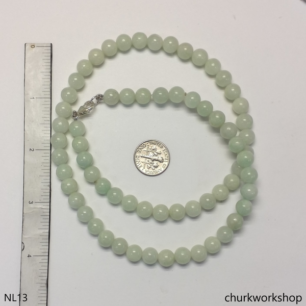 Pale green jade beads necklace – Churk Work Shop
