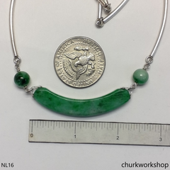 Green jade sterling silver necklace