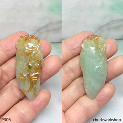 Light green mix red jade pendant