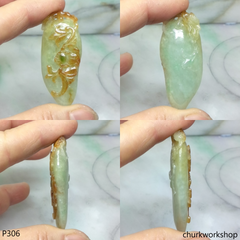 Light green mix red jade pendant