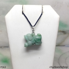 Jade dog pendant with silver bail