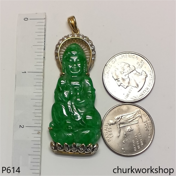 18K gold green jade lady Buddha – Churk Work Shop