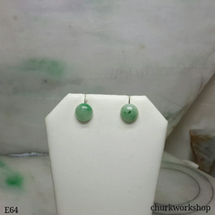 Round half ball jade silver ear studs