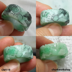 Light green dragon & phoenix jade ring